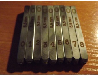 9 Piece Steel Number Numeral Punch Set BMW 7,5 mm